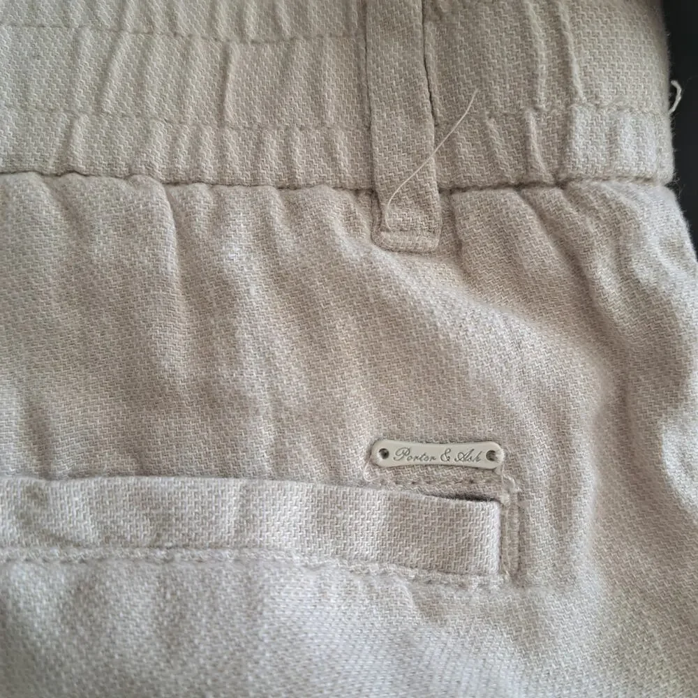 Porter & Ash Mens Linen Cotton Blend Pants Beige Size 29 Beach Coastal Trousers